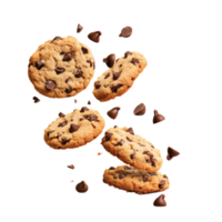 Chocolate chip cookie seemingly floating in space png
