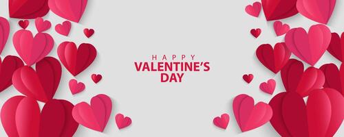 valentine's day greeting card or banner background with red hearts vector