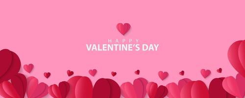 paper cut heart background for valentine's day with copy space vector