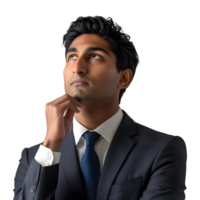 A man in a suit and tie looking up png