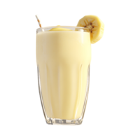 Banana smoothie with a straw on a transparent background png