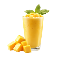 Mango smoothie with cubes on transparent background png