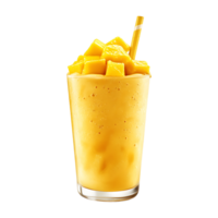 Mango smoothie with straw on transparent background png