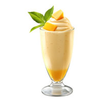 Mango smoothie with mango, banana and mint on transparent background png