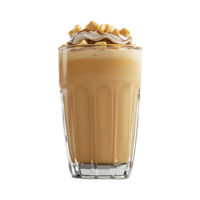 A glass of iced coffee with a topping png