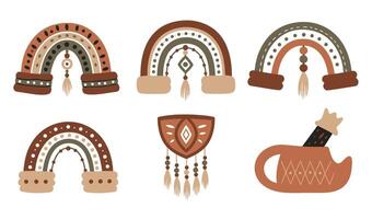 Stylish Boho Rainbow Set Illustration with Elegant Handcrafted Details vector