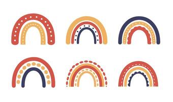 Abstract Boho Rainbow Set Illustration with Organic Shapes and Simple Accents vector