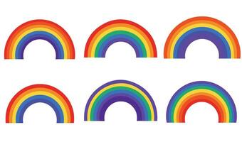 Rainbow Color Set Illustration Beautiful Minimalist Rainbow Arch Designs in Various Color Patterns and Shapes for Creative Projects vector