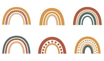 Whimsical Boho Rainbow Set Illustration for Trendy Digital and Print Design vector