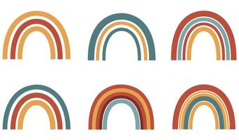 Creative Boho Rainbow Set Illustration with Playful Geometric Patterns vector