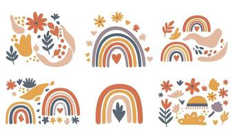 Geometric Boho Rainbow Set Illustration Featuring Bold and Trendy Elements vector