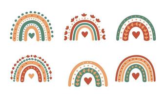 Pastel and Earth Tone Boho Rainbow Set Illustration for Elegant Designs vector