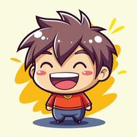 a cartoon boy with a big smile on a white background, vector