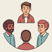three people are talking to each other in a circle on a white background vector