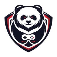 a panda bear with a controller in its mouth on a white background vector