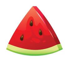 Fresh and juicy triangular watermelon slice. Cartoon illustration isolated on white background vector