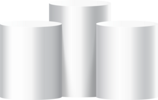 Three Cylindrical podium. Minimalist mockup product display presentation, Stage for showcase. png