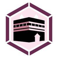 Islamic architecture, Kaaba in Mecca, geometric design, hexagon shape, minimalist illustration vector