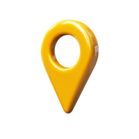 3D Render of a Glossy Yellow Location Pin Icon Digital Map Pointer Navigation Symbol png