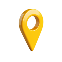 3D Render of a Vibrant Yellow Location Marker Pin. A Bold Symbol for Navigation and GPS Technology png