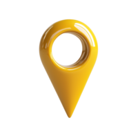 Glossy Yellow 3D Map Pointer Location Icon Design Digital Rendering Graphic Illustration png