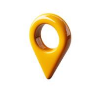 Shiny Yellow 3D Location Pointer Icon Design. A Vibrant Digital Map Marker Illustration png