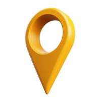3D Render of a Yellow Location Pointer Icon for Navigation and Maps Applications png