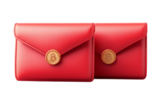 Two Red Bitcoin Wallets. Secure Digital Currency Storage Solution png