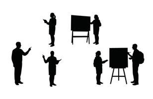 Corporate training session with teamwork and professional presentations concept vector