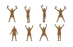 Happy Man Holding Championship Cup Silhouette vector