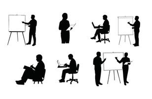 Business professionals engaging in teamwork and structured corporate training vector