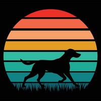 Chesapeake Bay Retriever Silhouette on a Sunset Retro Background vector