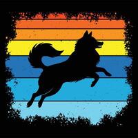 Sunset Colors With American Eskimo Dog Silhouette Design vector