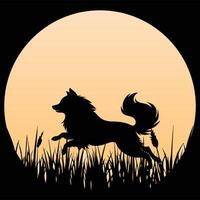 Japanese Chin Dog with Retro Sunset Vibes vector