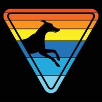American Foxhound Dog in Silhouette with Retro Sunset Backdrop vector
