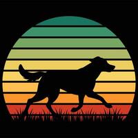Retro Sunset Design with Chesapeake Bay Retriever Dog in Silhouette vector