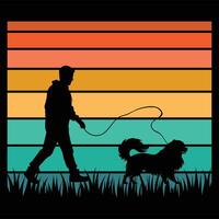 Japanese Chin Dog at Dusk with Retro Background vector