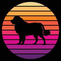 Retro Leonberger Silhouette Against Sunset Vibes vector