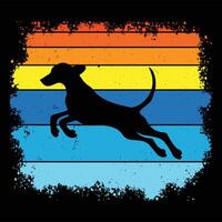 Sunset-Inspired Redbone Coonhound Silhouette with Retro Background vector