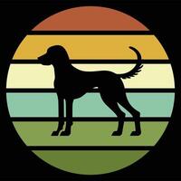 Sunset Retro Illustration Featuring Redbone Coonhound in Silhouette vector