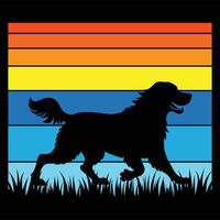 Clumber Spaniel Dog in Retro Sunset with Vintage Background vector