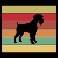 Midnight Glow Wirehaired Pointing Griffon Dog Silhouette Retro Concept vector
