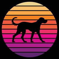 Redbone Coonhound Silhouette with Soft Sunset Retro Palette vector