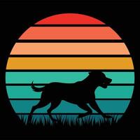 Retro Sunset Vibes with Greater Swiss Mountain Dog Silhouette vector