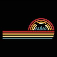 Redbone Coonhound Silhouette with Bold Sunset Retro Background vector