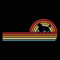 Wirehaired Pointing Griffon Dog Silhouette With Retro Sunset Classic Design vector