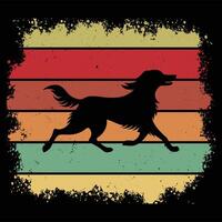 Retro Sunset Background with Irish Setter Dog in Silhouette vector