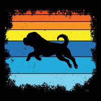 Sunset Retro Background With Shar Pei Dog Silhouette Artistic Design vector
