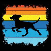 Sunset Retro Vibes with American Foxhound Dog in Silhouette vector