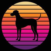 American Foxhound Dog in Silhouette with Retro Sunset Vibes vector